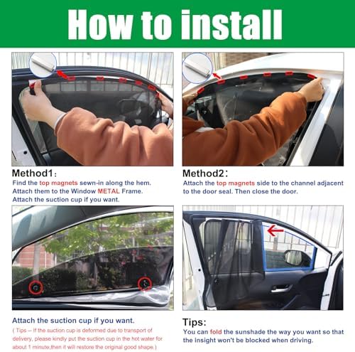 Ovege Car Window Shades Magnetic 2pcs Universal Car Window Screen Mesh Side Window Sun Shade Automotive Window Sunshades for Driver Passenger (Front Seat 2pcs-)