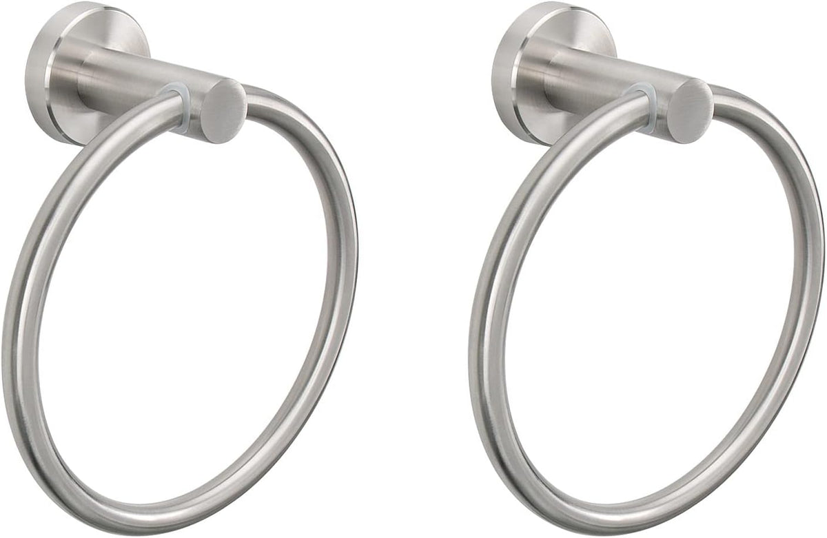 NearMoon Bath Towel Ring, Bathroom Hardware Accessories-Thicken Stainless Steel Hand Towel Holder for Bathroom, Modern Round Towel Hanger Wall Mounted (Brushed Nickel, 1 Pack)