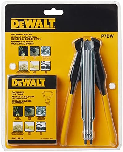 DEWALT Hog Ring Pliers Kit, Includes Pliers and 1000 Ring Pack (P7DW)