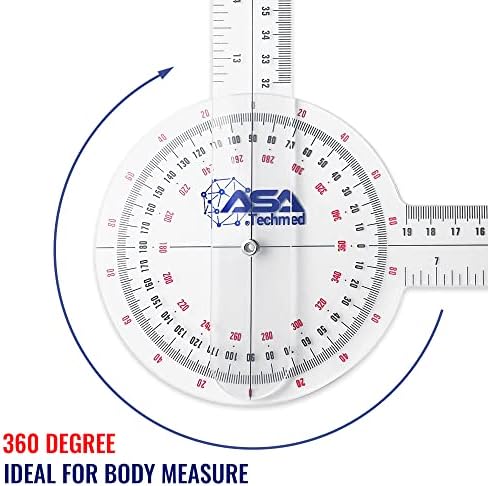 ASA TECHMED 6 Pcs 360° 12, 8 and 6 Inch Medical Spinal Goniometer Angle Protractor Angle Ruler