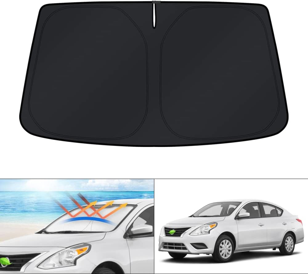 KUST Windshield Sun Shade for 2017-2026 Tesla Model Y/Model 3 Sunshade Accessories (Fit 2025-2026 Model Y Juniper / 2024 Model 3 Highland) Upgraded Foldable Sunshade, Blocks UV Rays Keep Car Cool