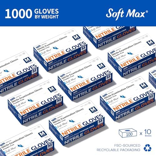 Supmedic Medical Soft Max Nitrile Exam Disposable Gloves Powder-Free 1000Ct