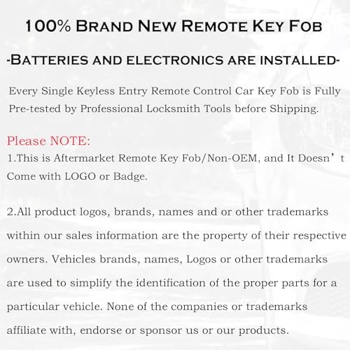 SUPALAND Key Fob Replacement Fits for Chevy Cruze Equinox Camaro Impala Malibu Sonic Buick Regal Verano Encore Lacrosse GMC Terrain 2010-2021 OHT01060512 Keyless Entry Remote Control 13504199