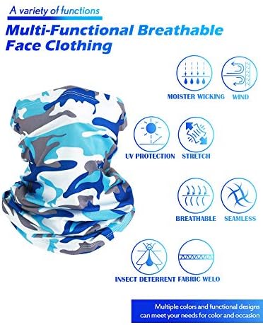 SATINIOR Summer Camo Neck Gaiter UV Protection Cooling Face Mask Sun Hood Bandanas for Men Women Sunscreen Breathable Bandana