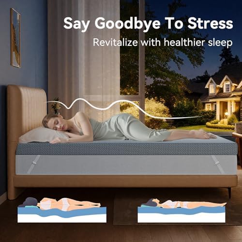 Nelaukoko Mattress Topper Twin XL - 3 inch Gel Infused Memory Foam XL Twin Mattress Toppers with Washable Cover,Bed Toppers for College Dorm,Gray
