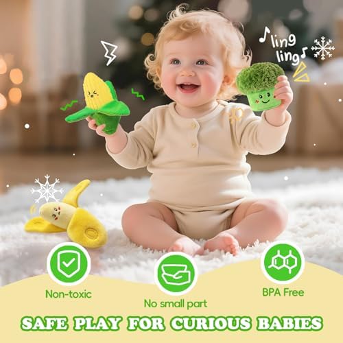 SAIMAND Baby Toys 6-12 Months,16PCS Montessori Plush Sensory Play Food Gift