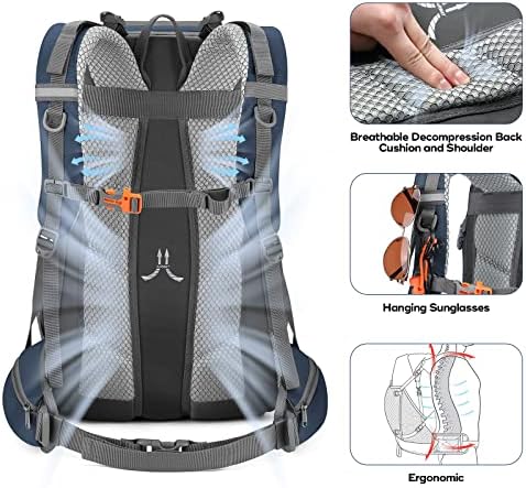Maelstrom 40L Hiking Backpack, Lightweight Camping Daypack with Rain Cover