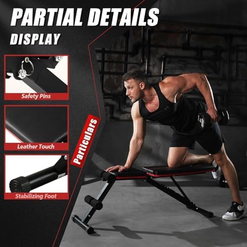 Yagud Weight Bench Press, Adjustable Workout Bench, Foldable Strength Bench