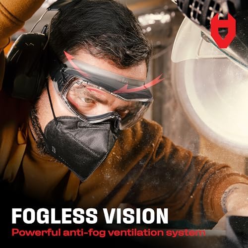 NoCry Clear Anti-Fog Safety Goggles for Lab and Work, ANSI Z87, Adjustable