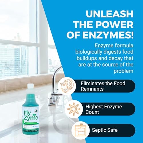 Fly-Zyme Enzyme Drain Cleaner Gel for Pipes, Fruit Flies & Odors, 32 fl oz
