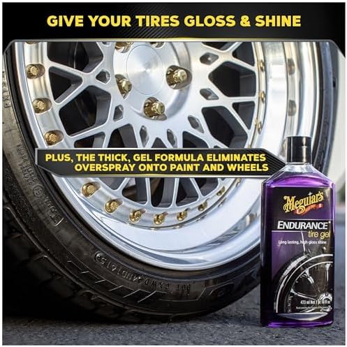 Meguiar’s Endurance Tire Gel - Tire Shine Gel, Premium Car Tire Shine For A Lasting Glossy Finish; Apply To Tires Cars, Trucks & Suvs To Keep Tires Looking Deep Black And Clean -16 Oz