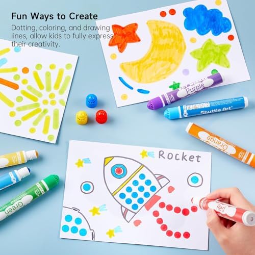 Shuttle Art Dot Markers, 10 Colors Washable Markers for Toddlers,Bingo Daubers Supplies Kids Preschool Children, Non Toxic Water-Based