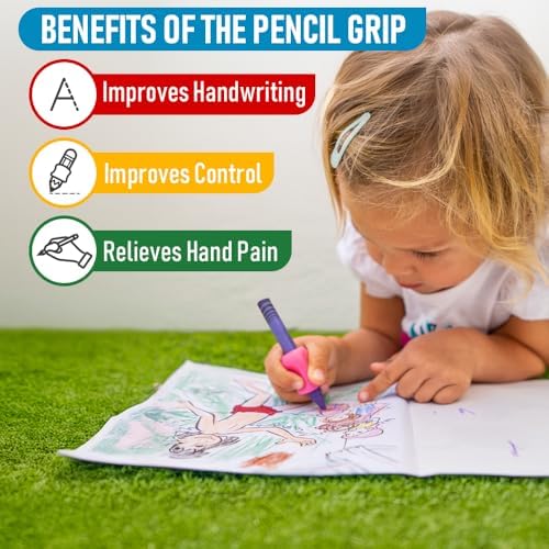 The Pencil Grip Original Pencil Grippers 6 Pcs, Improves Kids Handwriting, Ergonomic Pen Holder for Righties & Lefties, Ideal for Kids, Toddlers, Adults, Writing Tool with Finger Cushion