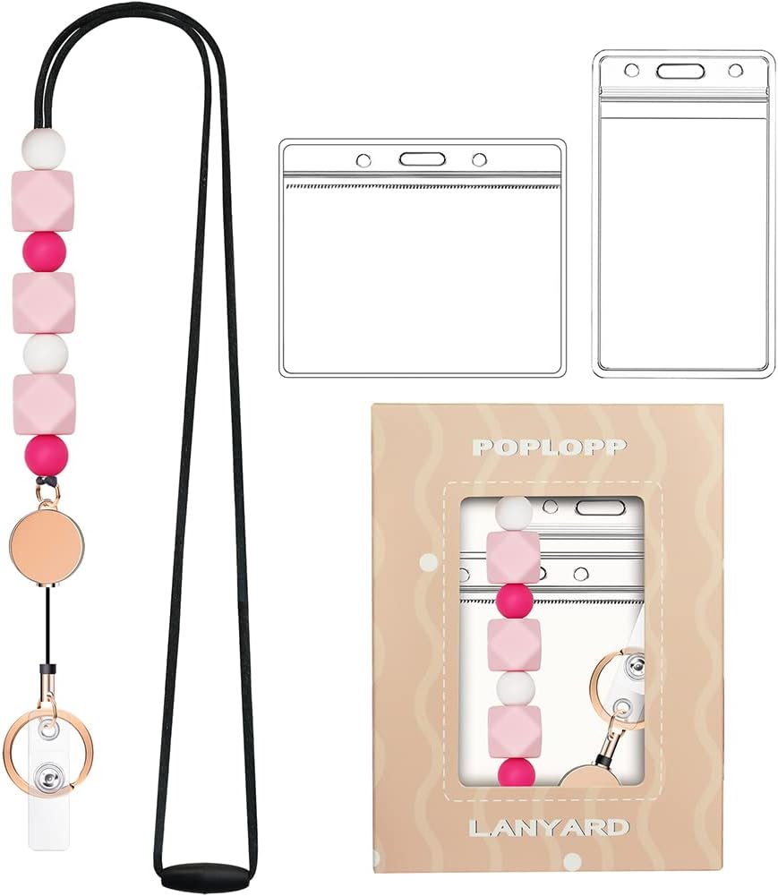 Retractable Lanyards for ID Badges and Keys with 2 Waterproof Card Holders