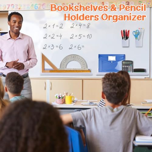 Apipi 17" Acrylic Magnetic Book Shelf & Pen Holder Sets for Whiteboard