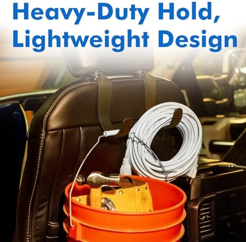 Travel Depot XL Hard Hat Holder for Truck, Heavy-Duty Headrest Hooks, Seat Back Organizer for Hard Hats, Bags & Gear, Universal Truck & Car Headrest Organizer, 2-Pack