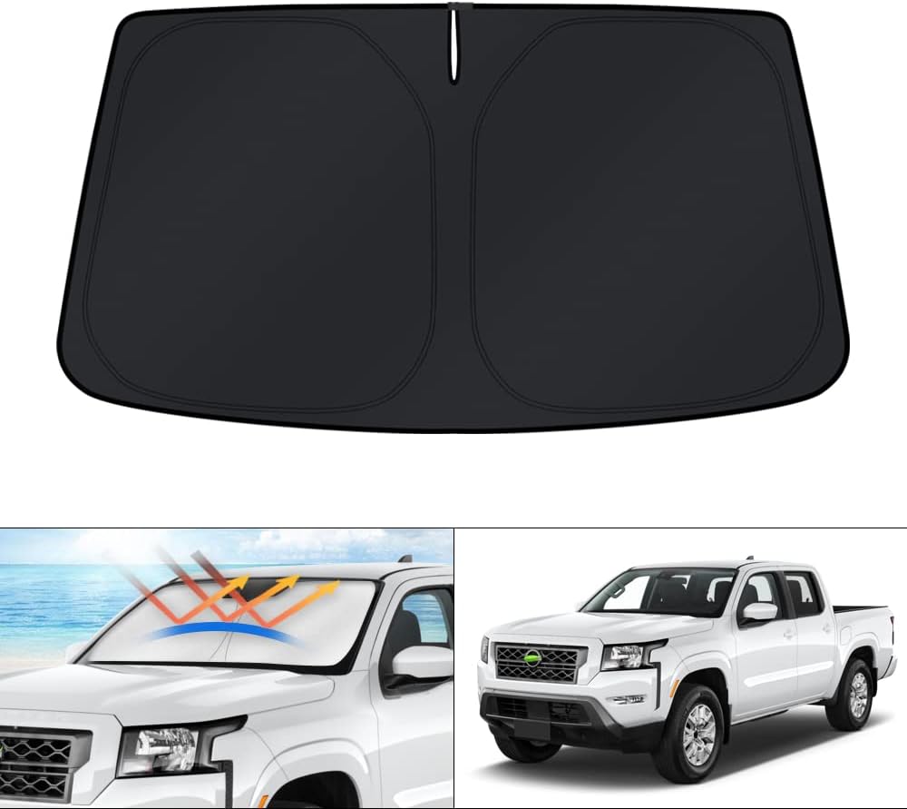 KUST Windshield Sun Shade for 2017-2026 Tesla Model Y/Model 3 Sunshade Accessories (Fit 2025-2026 Model Y Juniper / 2024 Model 3 Highland) Upgraded Foldable Sunshade, Blocks UV Rays Keep Car Cool