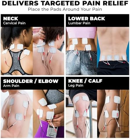 TENS 7000 Rechargeable Tens Unit Muscle Stimulator, EMS Muscle Stimulator, Back Pain Relief, 4 Electrodes/Unit Pads, Period Pain Simulator, Muscle Recovery & Growth, Stim Machine, Electrotherapy