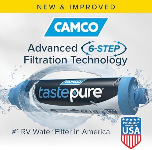 Camco Tastepure RV Water Filter - GAC & KDF Filtration - Made in the USA