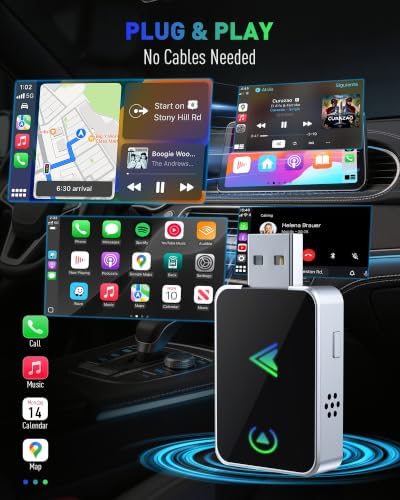 Wireless CarPlay Adapter for iPhone, 2026 Upgraded 2-in-1 Android Auto CarPlay Wireless Adapter, Convert Wired to Wireless, Fast & Stable, Plug & Play, Compatible with Factory Wired CarPlay Cars 2016+