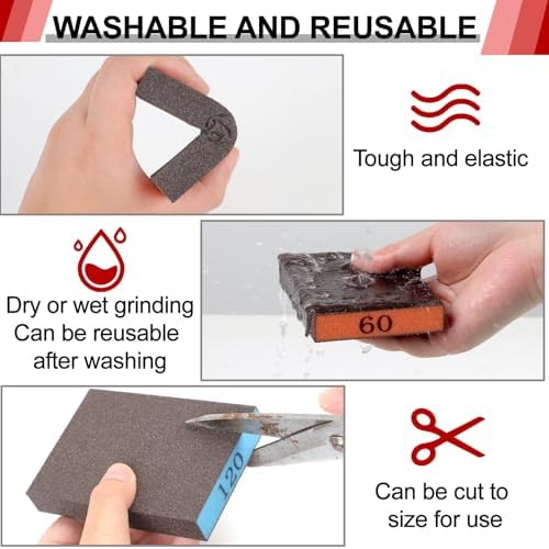 YNZDRWA 8 Pack Sanding Sponge, 60/80/120/220 Grit Sanding Blocks Assortment