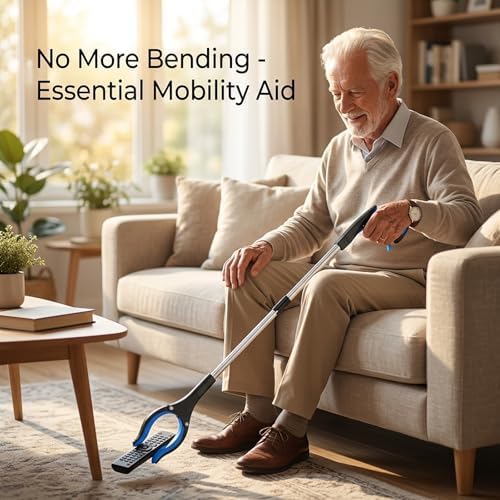 Grabber Reacher Tool - Foldable Gripper and Reaching Tool - Heavy Duty Pick Up Stick Grabbers for Seniors, Trash, Surgery Recovery Must Haves Gifts, 32” Picker Upper Grabber (Blue)