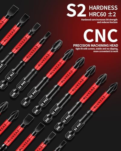 3-Inch Long Magnetic Screwdriver Bit Set, Phillips Slotted, 10-Pack