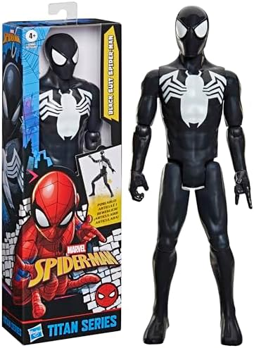 SPIDER-MAN Marvel Titan Series Black Suit Action Figure, 12-Inch-Scale (30 cm) Super Hero Toys for Kids Ages 4+