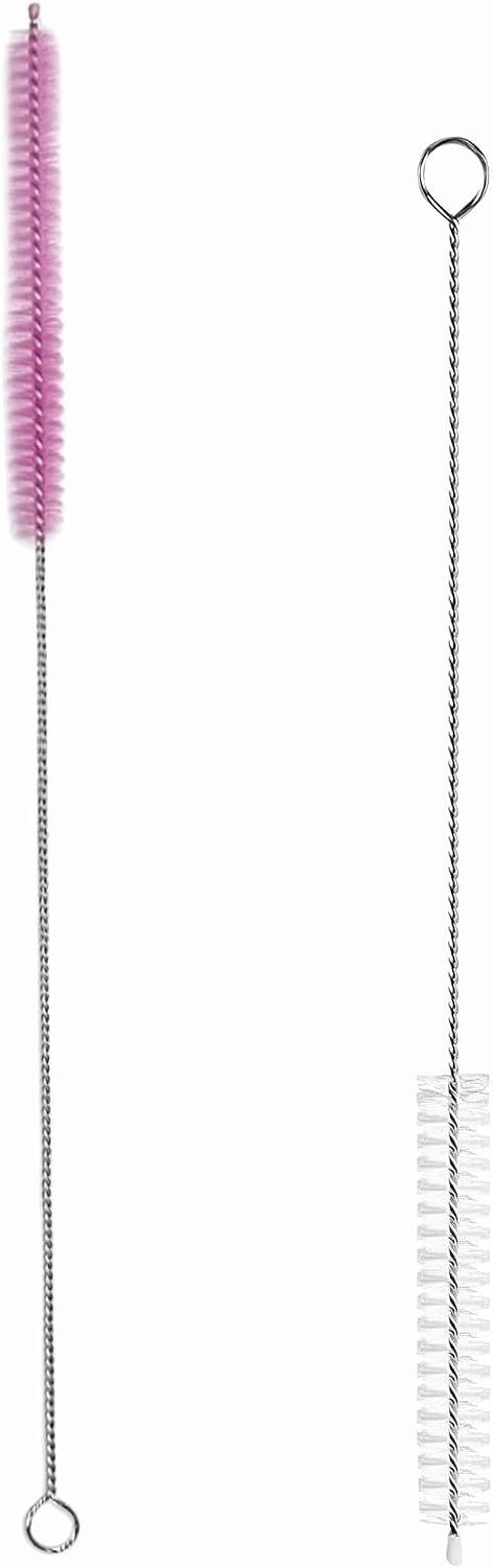 2 Pack Straw Cleaner Brush, Reusable Metal Handles Straw Cleaner Brush Extra Long for Stanley Mug 40, 30, 20 oz, 10mm Wide for Sippy Cup, Water Bottle and Tubes (Clear+Clear)