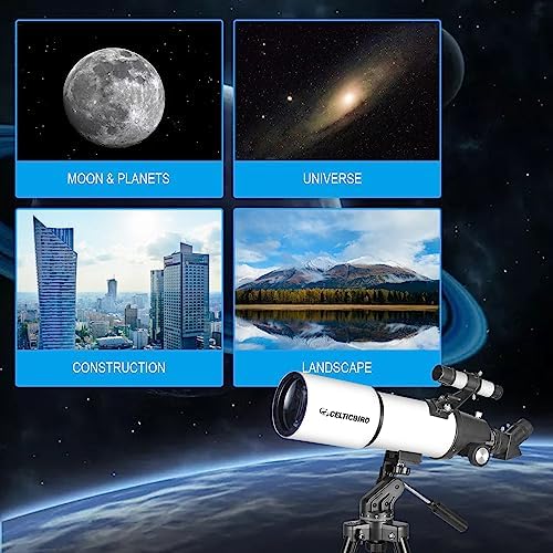 Celticbird Telescope for Adults High Powered, 80mm Aperture 600mm AZ Mount Refractor Telescope for Kids Beginners - Portable Telescopes for Adults Astronomy with Backpack, Phone Adapter, Moon Filter
