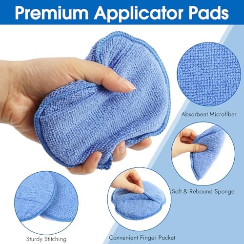 10 Pack Wax Applicator Pads Microfiber with Finger Pocket for Car Wax