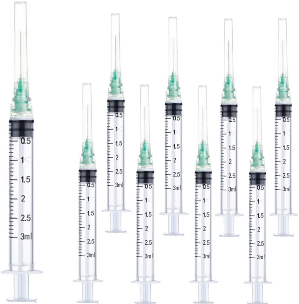 Luer lock 1ml Syringe with 23G 1inch/25mm Lab Supplies for Scientific Research, Industrial Dispensing or Liquid Measuring, 50Pack
