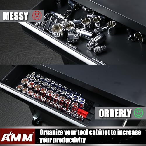 AMM 9PCS Socket organizer, 1/4" 3/8" 1/2" Drive Heavy duty socket holder