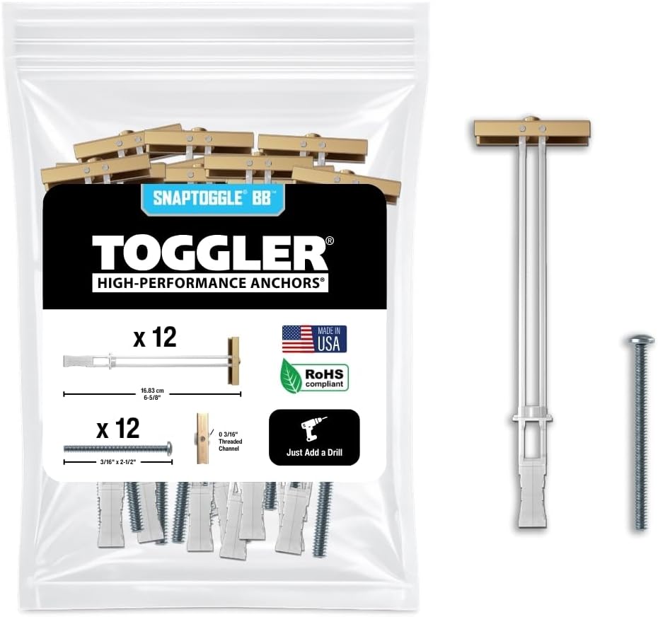 TOGGLER SNAPTOGGLE Drywall Anchors with 1/4-20 Bolts, 20 Pack