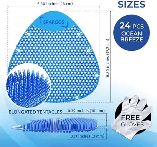 Spargos Urinal Screen Deodorizer, 24 Pack Blue Cakes
