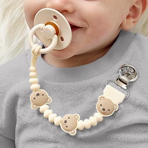 Itzy Ritzy Silicone Pacifier Clip, Baby Pacifier Holder Clip (Baby Bear)