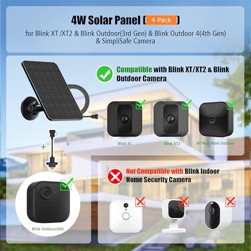 Rhorawill 4 Pack Solar Panel for Blink Outdoor 2K+/4(4th Gen)/(3rd Gen) XT3