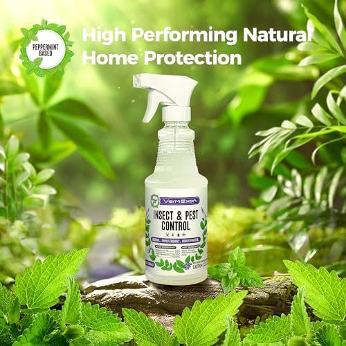 VermExon Peppermint Oil Insect & Pest Control Spray – 16oz Natural Plant-Based Bug Killer for Spiders, Ants, Flies, and Other Insects, Safe for Home & Kitchen Use