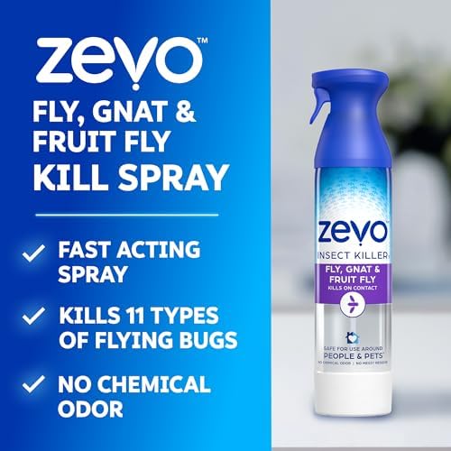 Zevo Flying Insect Bug Aerosol Spray, Kills Flies & Fruit Flies, 3 Bottles