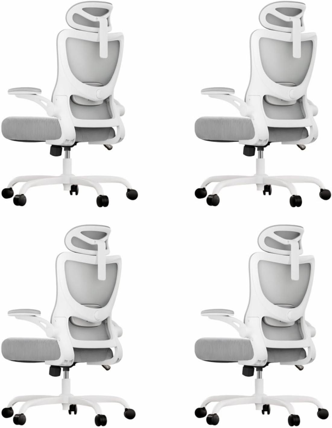 Marsail Ergonomic Office Chair: Office Desk Chair with High Back Mesh and Adjustable Lumbar Support Rolling Work Swivel Task Chairs with Wheel 3D Armrests and Headrest