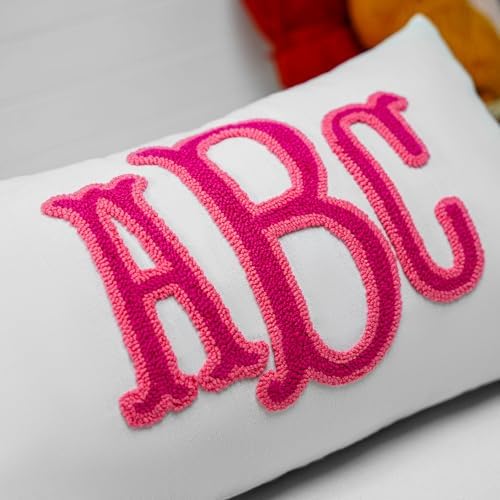 mia'spillow lab Monogram Custom Punch Needle Pillow, Embroidery Gift for Couple, Initial Wedding Monogram, New Home Housewarming Gift, Home Decorations Gift
