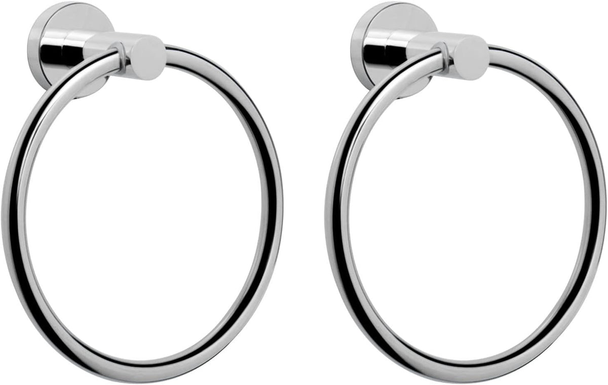 NearMoon Bath Towel Ring, Bathroom Hardware Accessories-Thicken Stainless Steel Hand Towel Holder for Bathroom, Modern Round Towel Hanger Wall Mounted (Brushed Nickel, 1 Pack)