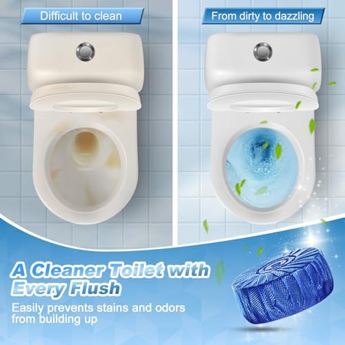 KIISIISO Multipurpose Bathroom Cleaners, 54 Pack Commercial & Household Toilet Bowl Cleaners, Blue Toilet Bowl Tablets Drop in Tank, Janitorial Deodorizers
