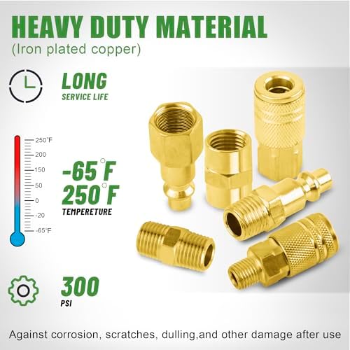45Pcs 1/4" Air Hose Fittings Coupler & Plug Air Compressor Kit
