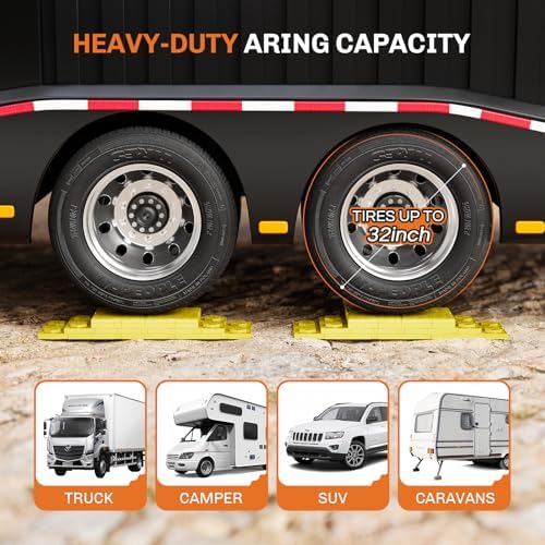 WELLUCK RV Leveling Blocks 12 Pack, Heavy Duty Camper Blocks & Interlocking Design Camper Levelers with 2 Velcro Straps - Customizable Height Sturdy RV Blocks for Single & Dual Wheels