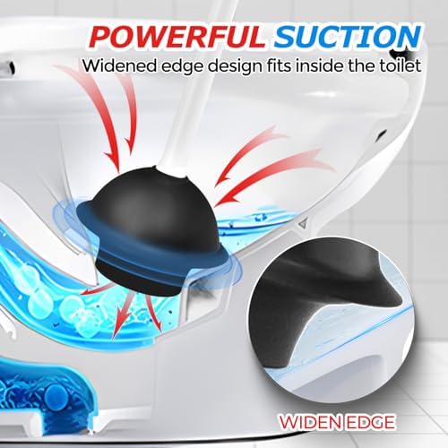 FORASTO Toilet Plunger with Holder - Heavy Duty Bathroom Cleaning Tools