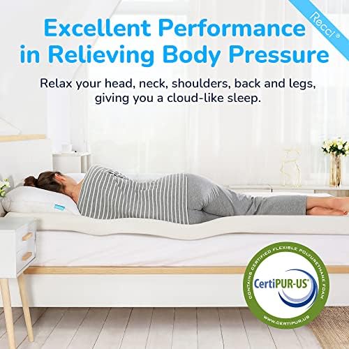 RECCI 2 Inch TwinXL Memory Foam Mattress Topper, College Dorm Pressure-Relieving Mattress Topper for Back Pain, Non-Slip Design with Removable & Washable Cover, CertiPUR-US Certified, TwinXL Size