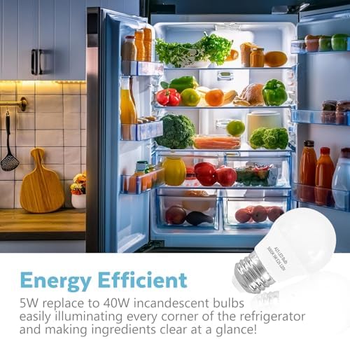 LED Refrigerator Light Bulb 2 Pack，Dimmable A15 5000K 40W Equivalent