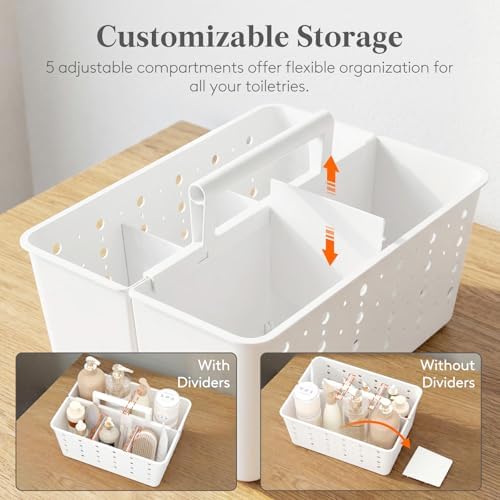 Lifewit Portable Shower Caddy, Plastic Basket Organizer, 1 Pack, White