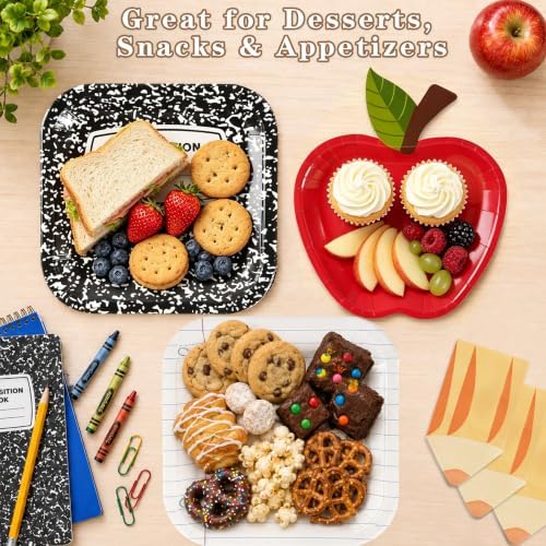 Back to School Decorations, First Day of School Apple Paper Plates Set